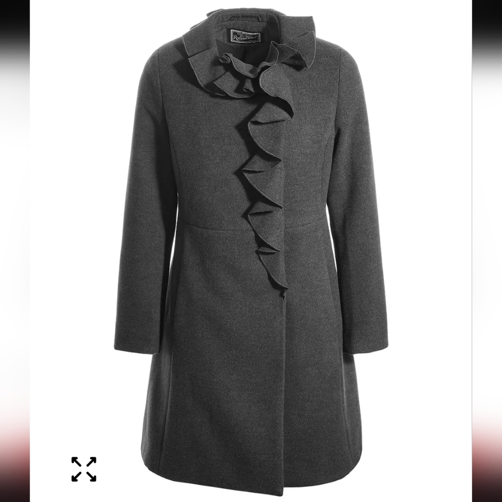 Rothschild Black Big Ruffle Dress Coat NWT Girls Size 12